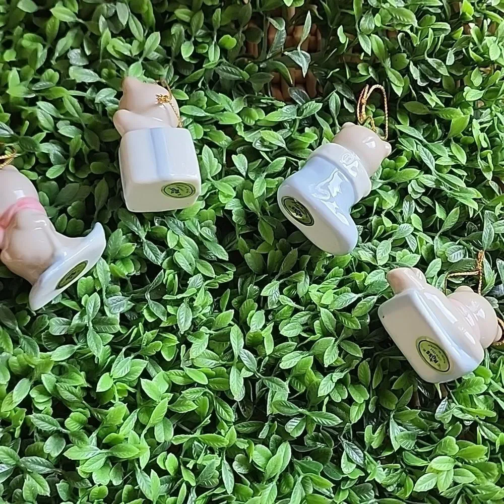 Vintage Russ Pastel Bear Ornaments Set Of 4